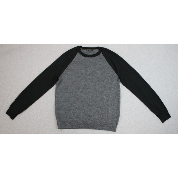 Banana Republic Sweater Mens Medium Gray Tight Knit Crew Neck Raglan Sleeve - Picture 1 of 6